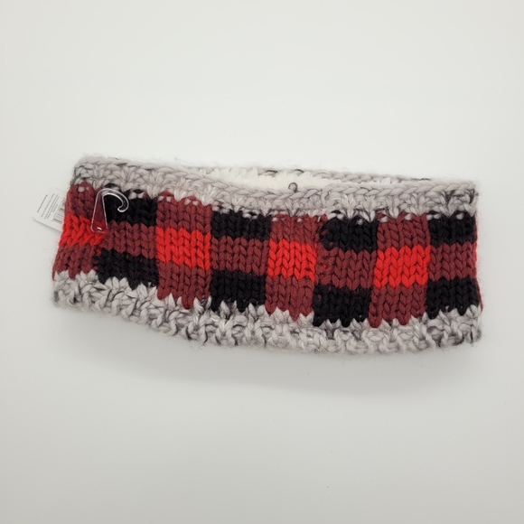 CHARLIE PAIGE | buffalo plaid knit plush sherpa winter headband - Picture 2 of 5